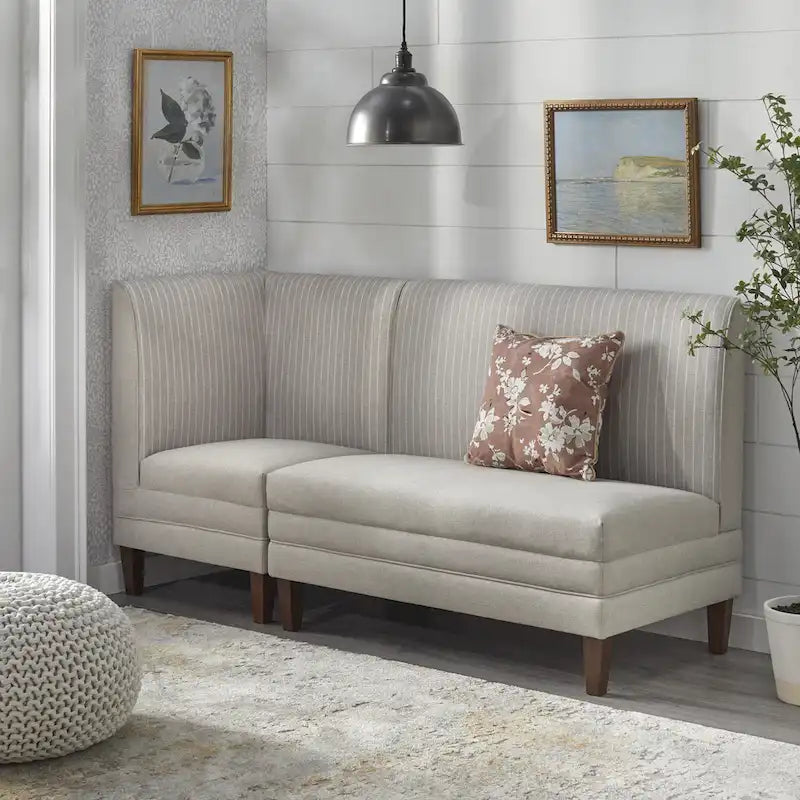 Corner Accent Chair with Two-Tone Fabric & Rubber Wood Legs – 4 Color Combinations