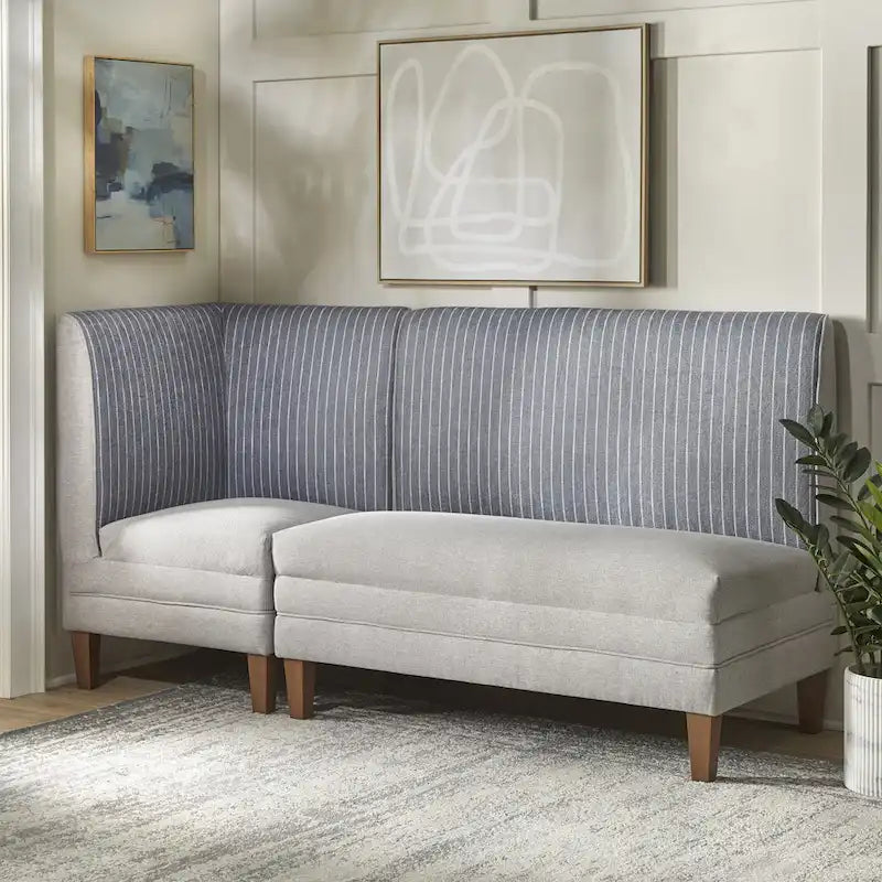Corner Accent Chair with Two-Tone Fabric & Rubber Wood Legs – 4 Color Combinations