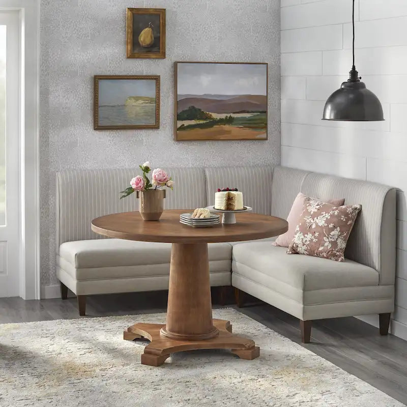 Corner Accent Chair with Two-Tone Fabric & Rubber Wood Legs – 4 Color Combinations