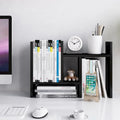 Desktop Bookshelf & Organizer Shelf – Walnut Wood, L-Shape Multi-Compartment, Desk Storage