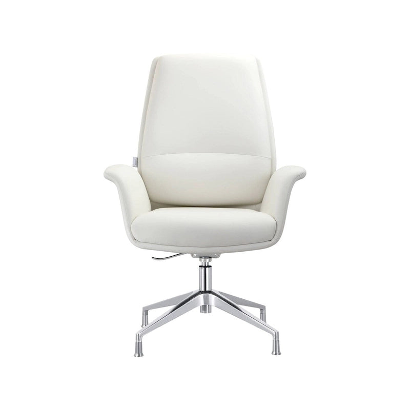 High-Back Faux Leather Executive Office Chair with Swivel & Aluminum Base – Black, Contemporary Style