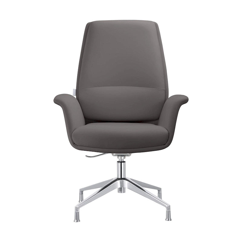 High-Back Faux Leather Executive Office Chair with Swivel & Aluminum Base – Black, Contemporary Style