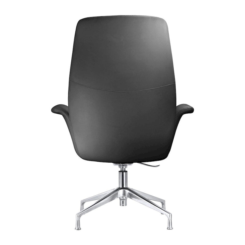 High-Back Faux Leather Executive Office Chair with Swivel & Aluminum Base – Black, Contemporary Style