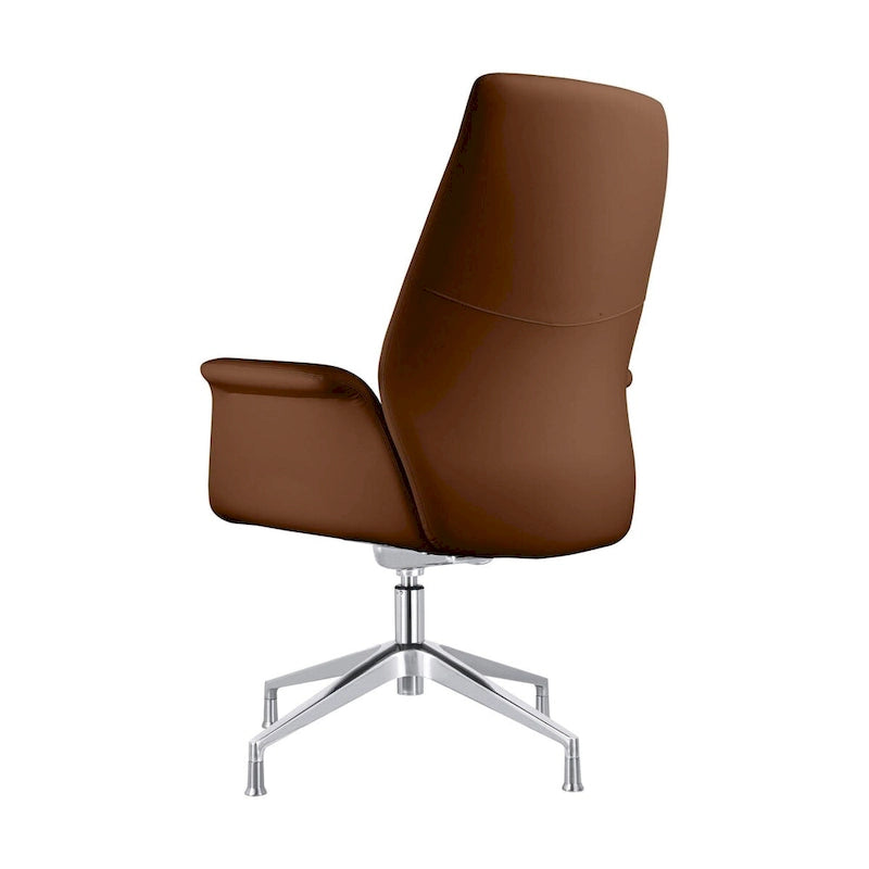 High-Back Faux Leather Executive Office Chair with Swivel & Aluminum Base – Black, Contemporary Style