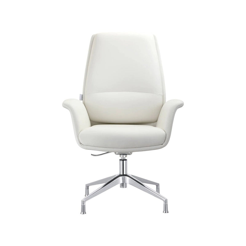 High-Back Faux Leather Executive Office Chair with Swivel & Aluminum Base – Black, Contemporary Style