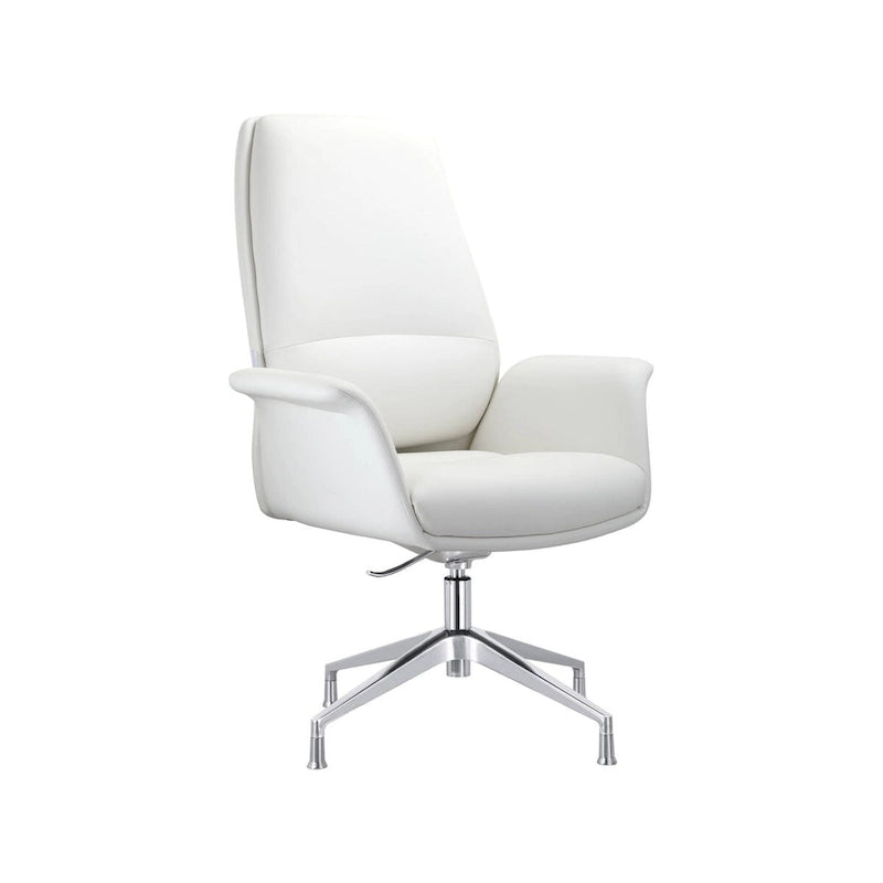 High-Back Faux Leather Executive Office Chair with Swivel & Aluminum Base – Black, Contemporary Style