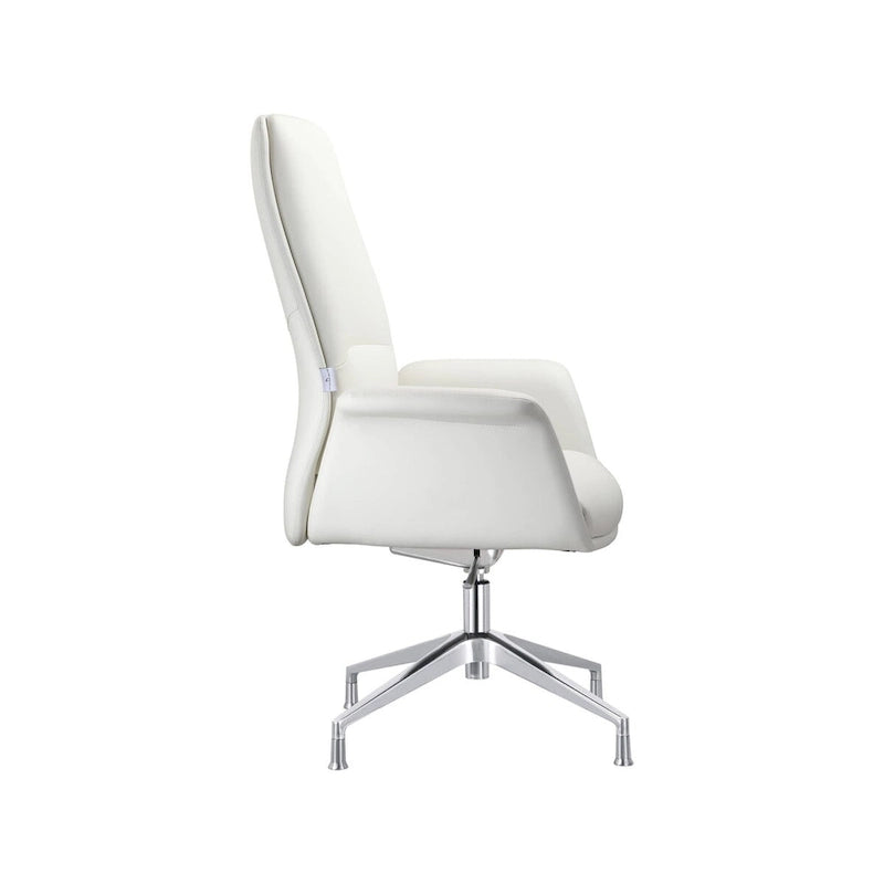 High-Back Faux Leather Executive Office Chair with Swivel & Aluminum Base – Black, Contemporary Style