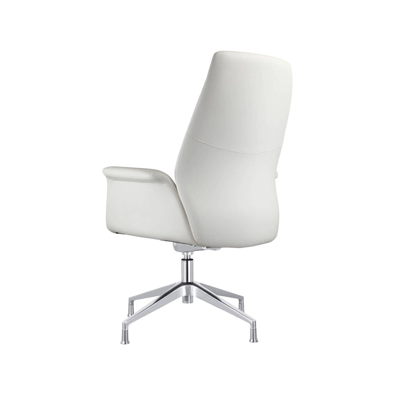 High-Back Faux Leather Executive Office Chair with Swivel & Aluminum Base – Black, Contemporary Style