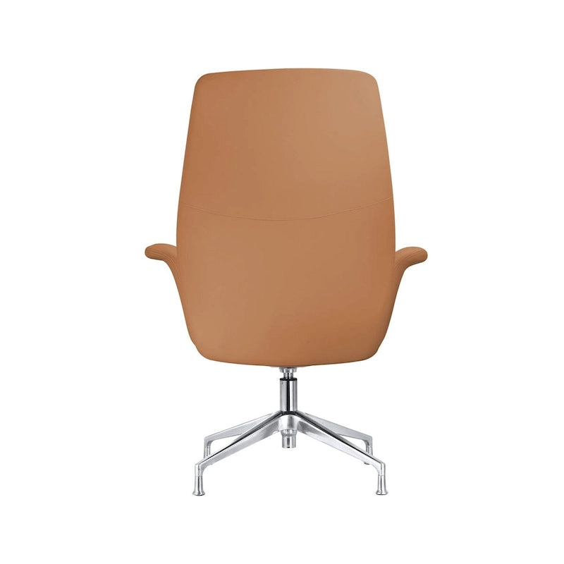 High-Back Faux Leather Executive Office Chair with Swivel & Aluminum Base – Black, Contemporary Style