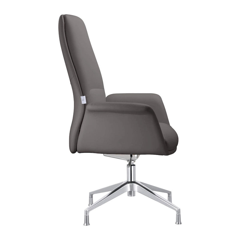 High-Back Faux Leather Executive Office Chair with Swivel & Aluminum Base – Black, Contemporary Style