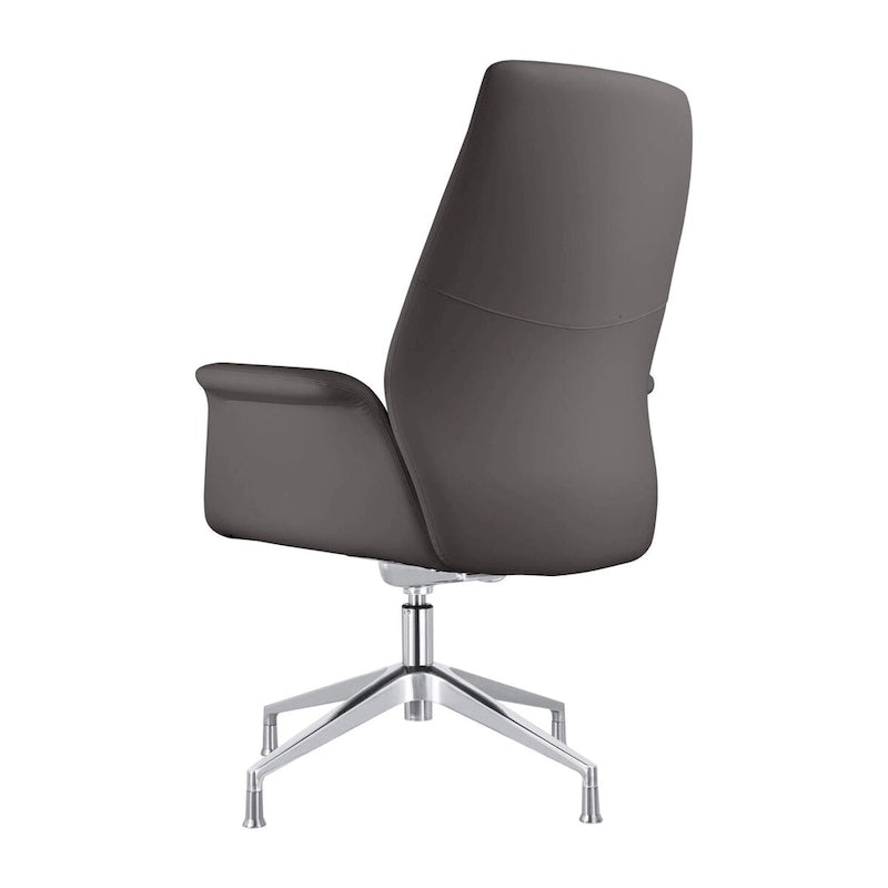 High-Back Faux Leather Executive Office Chair with Swivel & Aluminum Base – Black, Contemporary Style