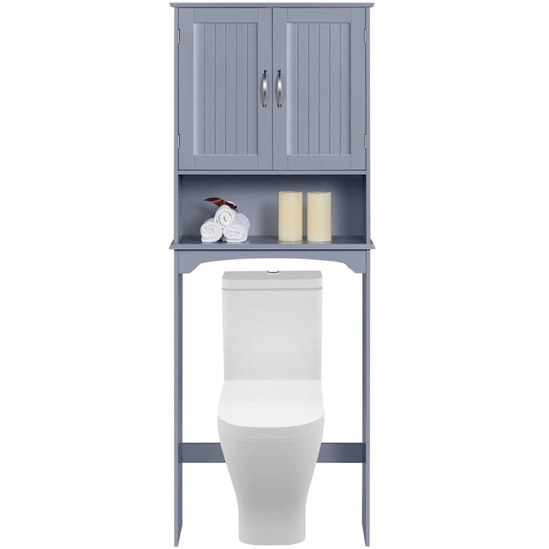 Over-the-Toilet Bathroom Storage Organizer with Cabinet & Open Shelves – Space-Saving, 22.6"W