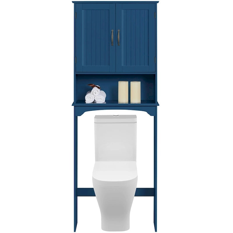 Over-the-Toilet Bathroom Storage Organizer with Cabinet & Open Shelves – Space-Saving, 22.6"W
