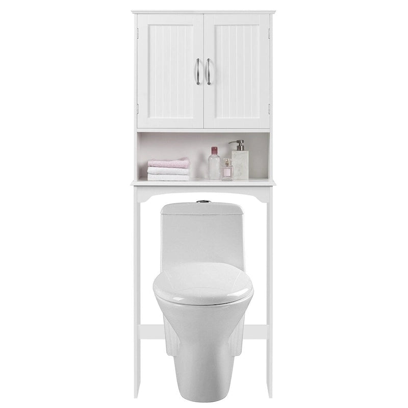 Over-the-Toilet Bathroom Storage Organizer with Cabinet & Open Shelves – Space-Saving, 22.6"W