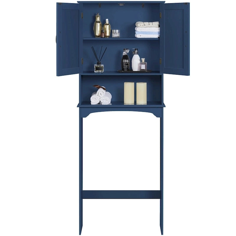 Over-the-Toilet Bathroom Storage Organizer with Cabinet & Open Shelves – Space-Saving, 22.6"W