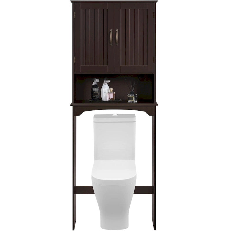 Over-the-Toilet Bathroom Storage Organizer with Cabinet & Open Shelves – Space-Saving, 22.6"W