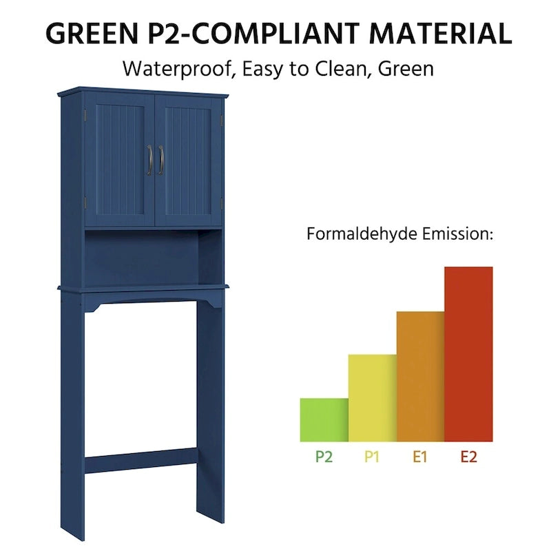 Over-the-Toilet Bathroom Storage Organizer with Cabinet & Open Shelves – Space-Saving, 22.6"W