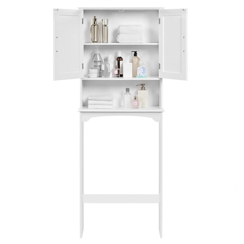 Over-the-Toilet Bathroom Storage Organizer with Cabinet & Open Shelves – Space-Saving, 22.6"W