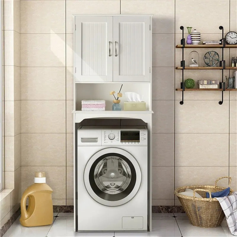 Over-the-Toilet Bathroom Storage Organizer with Cabinet & Open Shelves – Space-Saving, 22.6"W