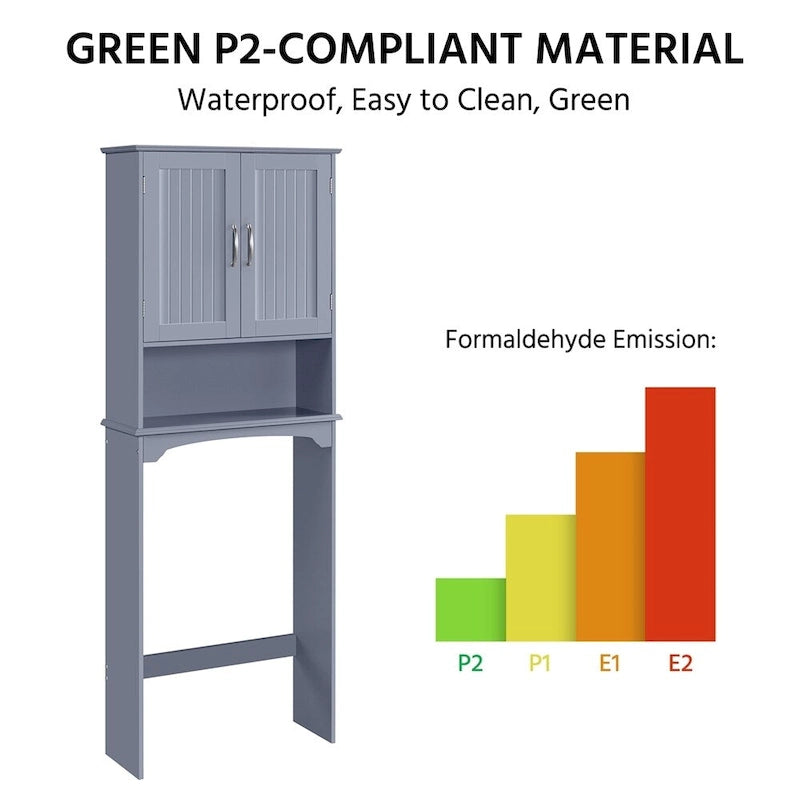 Over-the-Toilet Bathroom Storage Organizer with Cabinet & Open Shelves – Space-Saving, 22.6"W