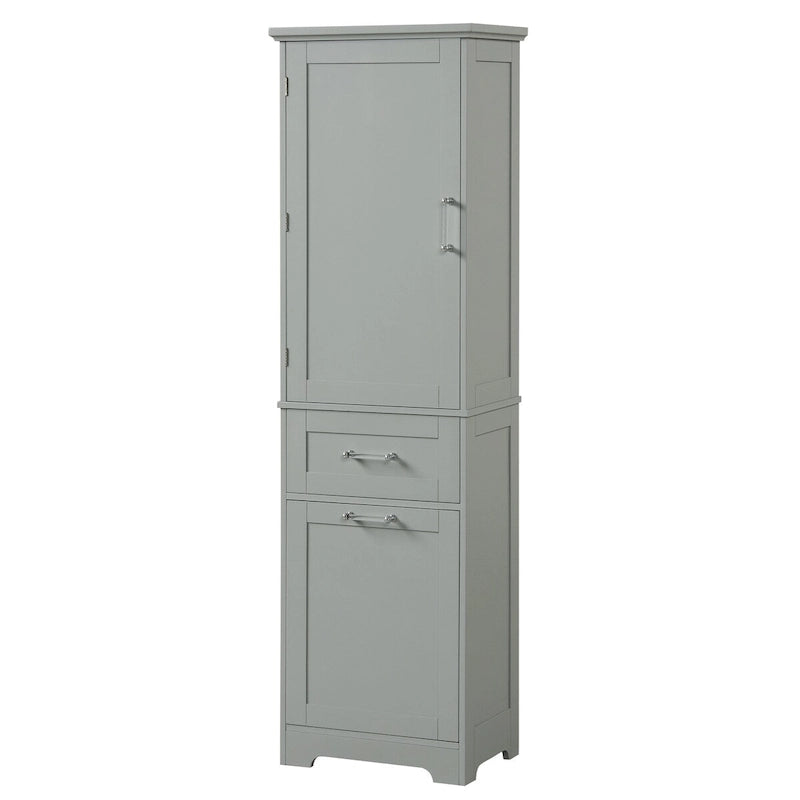Tall Linen Storage Cabinet with 2 Drawers and Adjustable Shelf – 20"W x 13"D x 68"H, Waterproof MDF