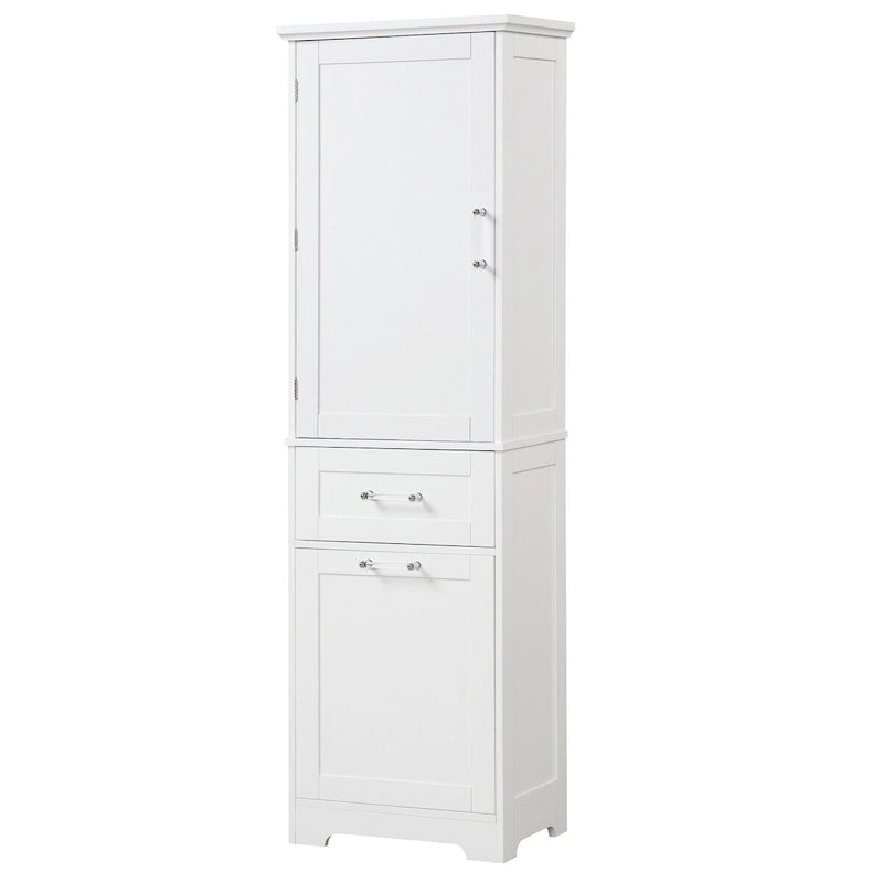 Tall Linen Storage Cabinet with 2 Drawers and Adjustable Shelf – 20"W x 13"D x 68"H, Waterproof MDF