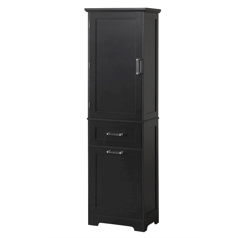 Tall Linen Storage Cabinet with 2 Drawers and Adjustable Shelf – 20"W x 13"D x 68"H, Waterproof MDF