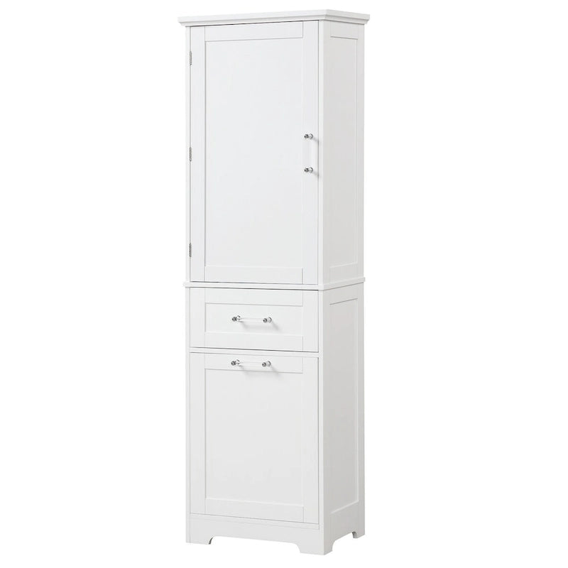 Tall Linen Storage Cabinet with 2 Drawers and Adjustable Shelf – 20"W x 13"D x 68"H, Waterproof MDF