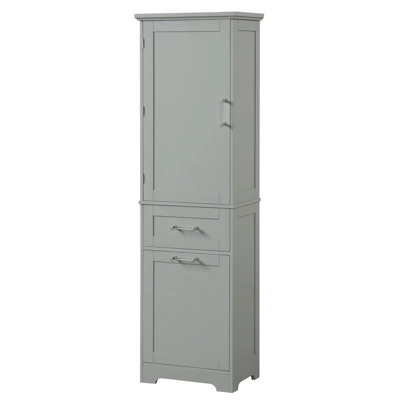 Tall Linen Storage Cabinet with 2 Drawers and Adjustable Shelf – 20"W x 13"D x 68"H, Waterproof MDF