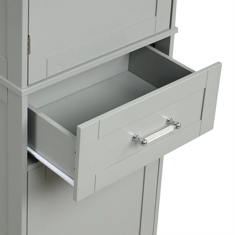 Tall Linen Storage Cabinet with 2 Drawers and Adjustable Shelf – 20"W x 13"D x 68"H, Waterproof MDF