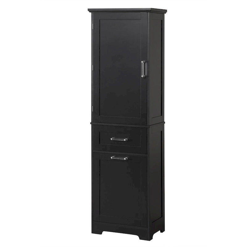 Tall Linen Storage Cabinet with 2 Drawers and Adjustable Shelf – 20"W x 13"D x 68"H, Waterproof MDF