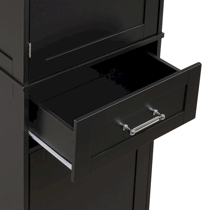 Tall Linen Storage Cabinet with 2 Drawers and Adjustable Shelf – 20"W x 13"D x 68"H, Waterproof MDF