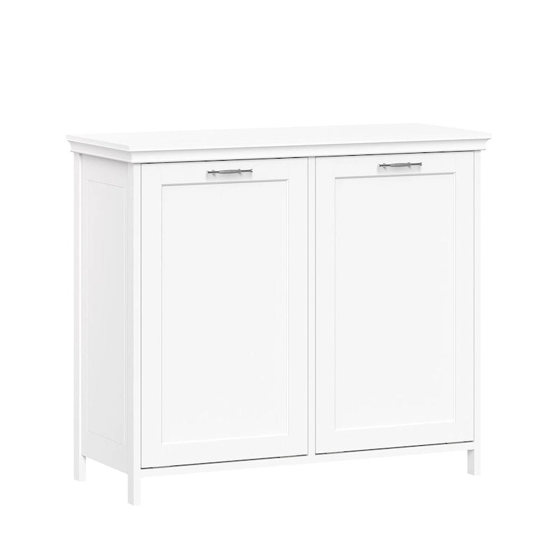 Double Tilt-Out Laundry Hamper Cabinet with Removable Cloth Bags – White, 2-Compartment Laundry Sorter