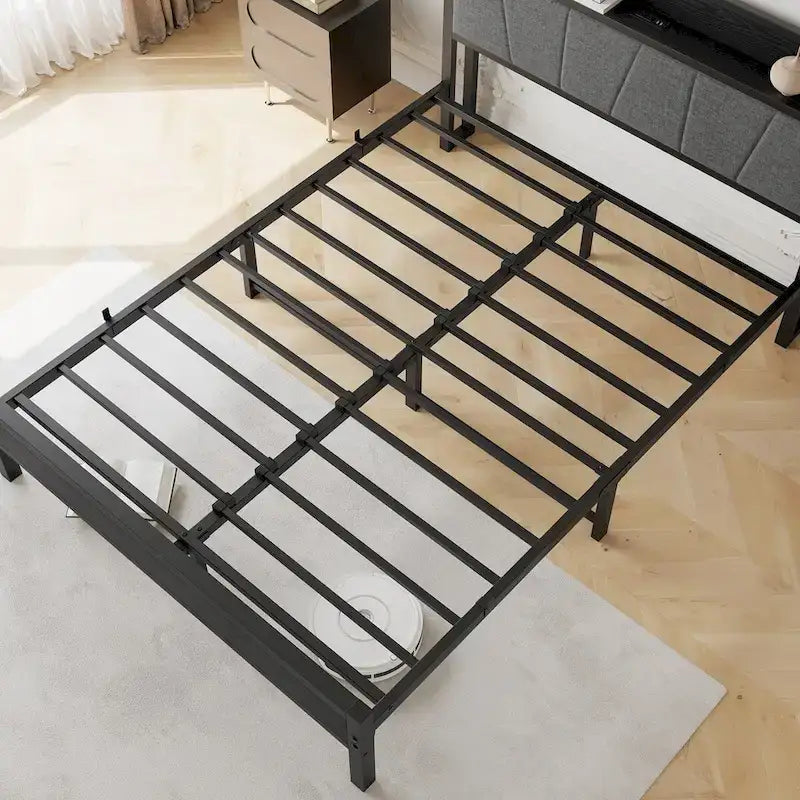 Queen Platform Bed Frame with Storage Headboard, Charging Station & USB Ports – No Box Spring Needed