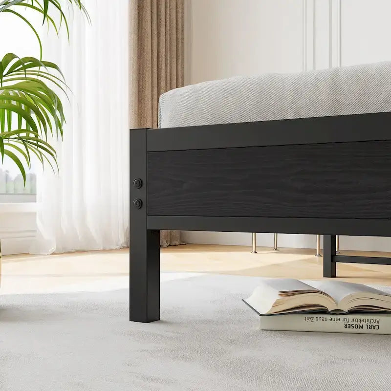 Queen Platform Bed Frame with Storage Headboard, Charging Station & USB Ports – No Box Spring Needed